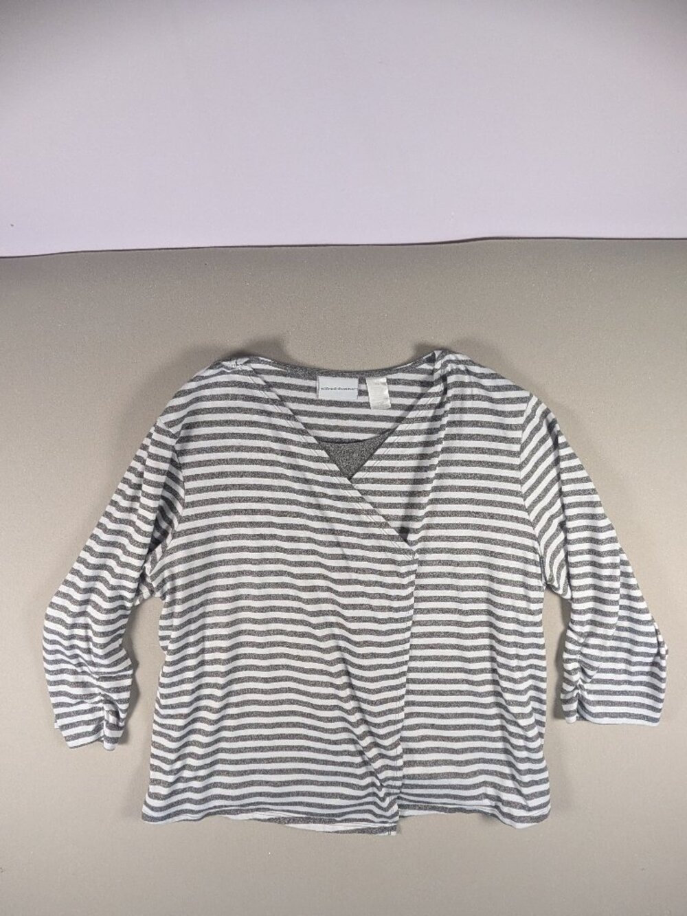 Women's Alfred Dunner Gray Striped Shirt Size XL